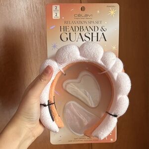 White and Orange Headband & Guasha Set